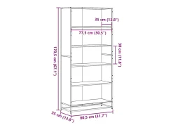 Estantería de madera de ingeniería gris Sonoma 80,5x35x170,5 cm