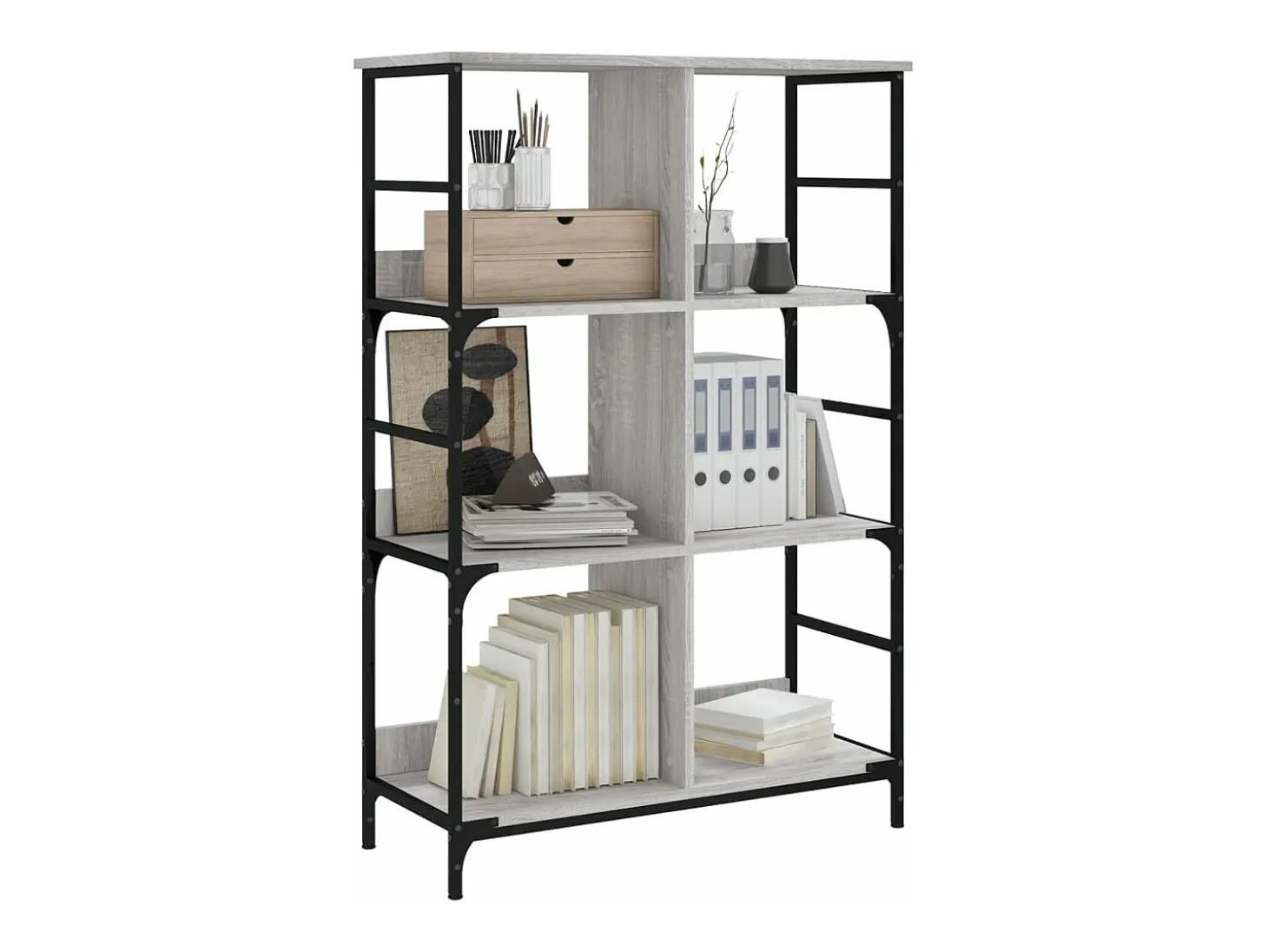 Estantería de madera de ingeniería gris Sonoma 78,5x33x117,5 cm