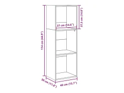 Estantería de madera de ingeniería gris Sonoma 40x30x114 cm