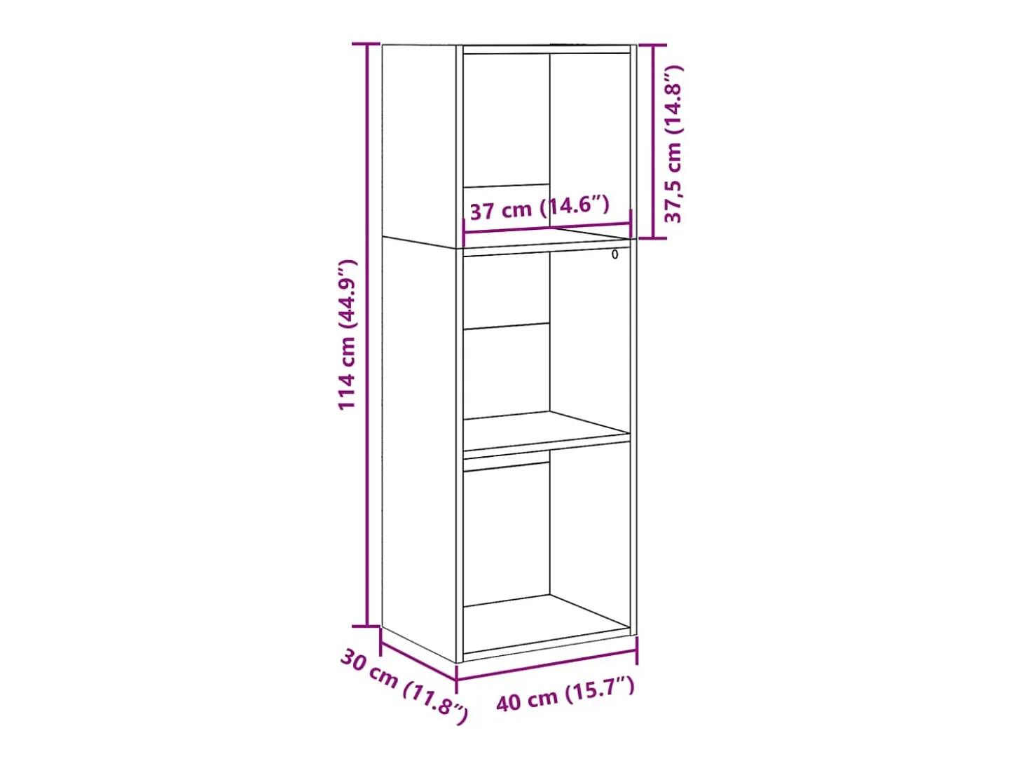 Estantería de madera de ingeniería roble artisian 40x30x114 cm