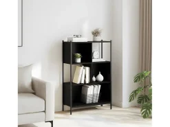 Estantería de madera de ingeniería negra 72x28x109 cm