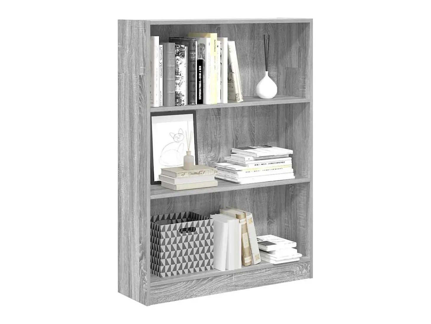 Estantería de madera de ingeniería gris Sonoma 80x24x109 cm