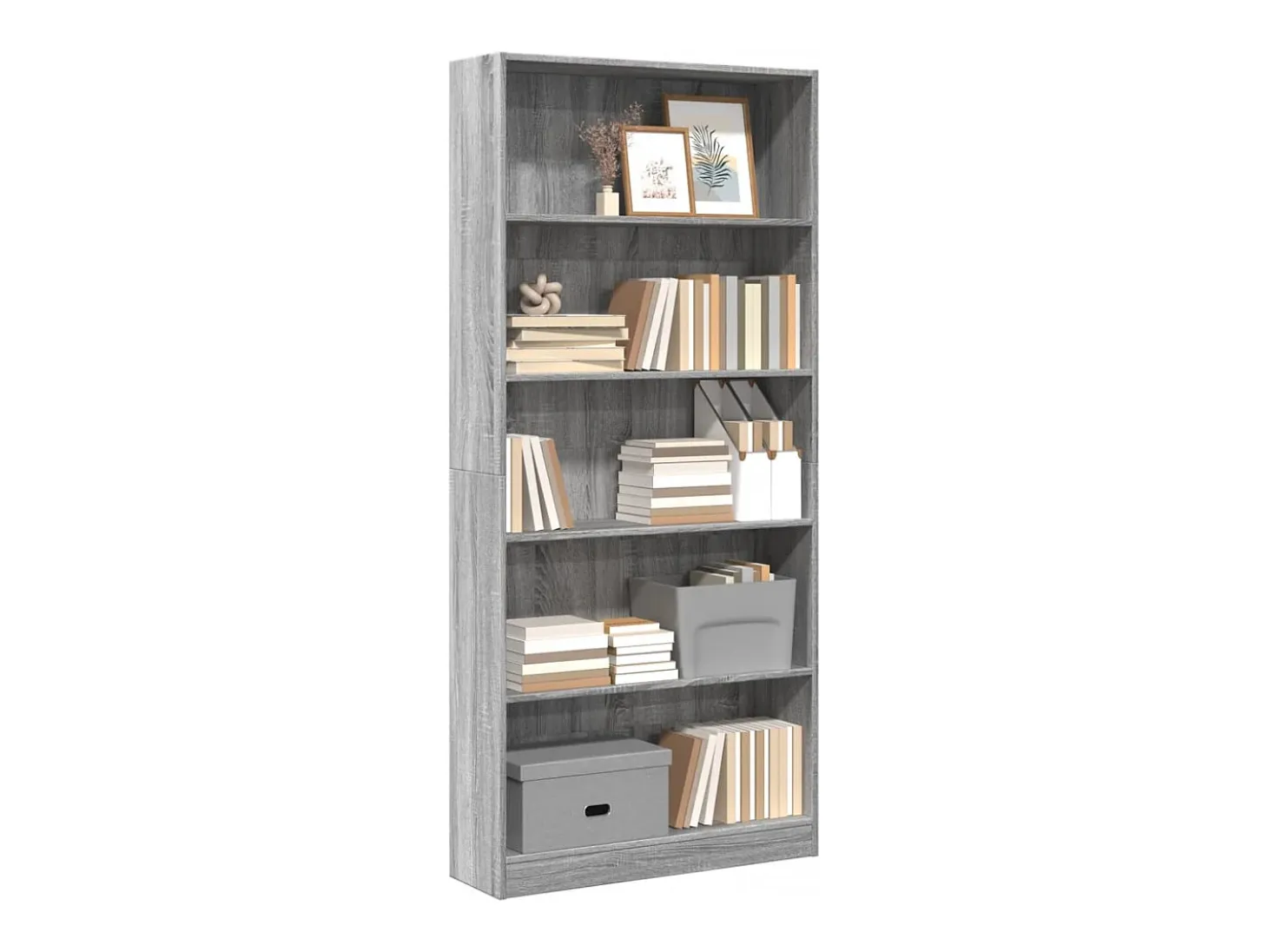 Estantería de madera de ingeniería gris Sonoma 80x24x176 cm