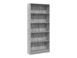 Estantería de madera de ingeniería gris Sonoma 80x24x176 cm