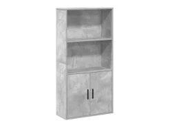 Estantería de madera de ingeniería gris hormigón 60x24x120 cm