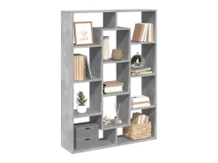 Estantería de madera de ingeniería gris hormigón 102x29x143 cm