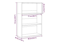 Estantería de madera de ingeniería blanca 80x30x114 cm