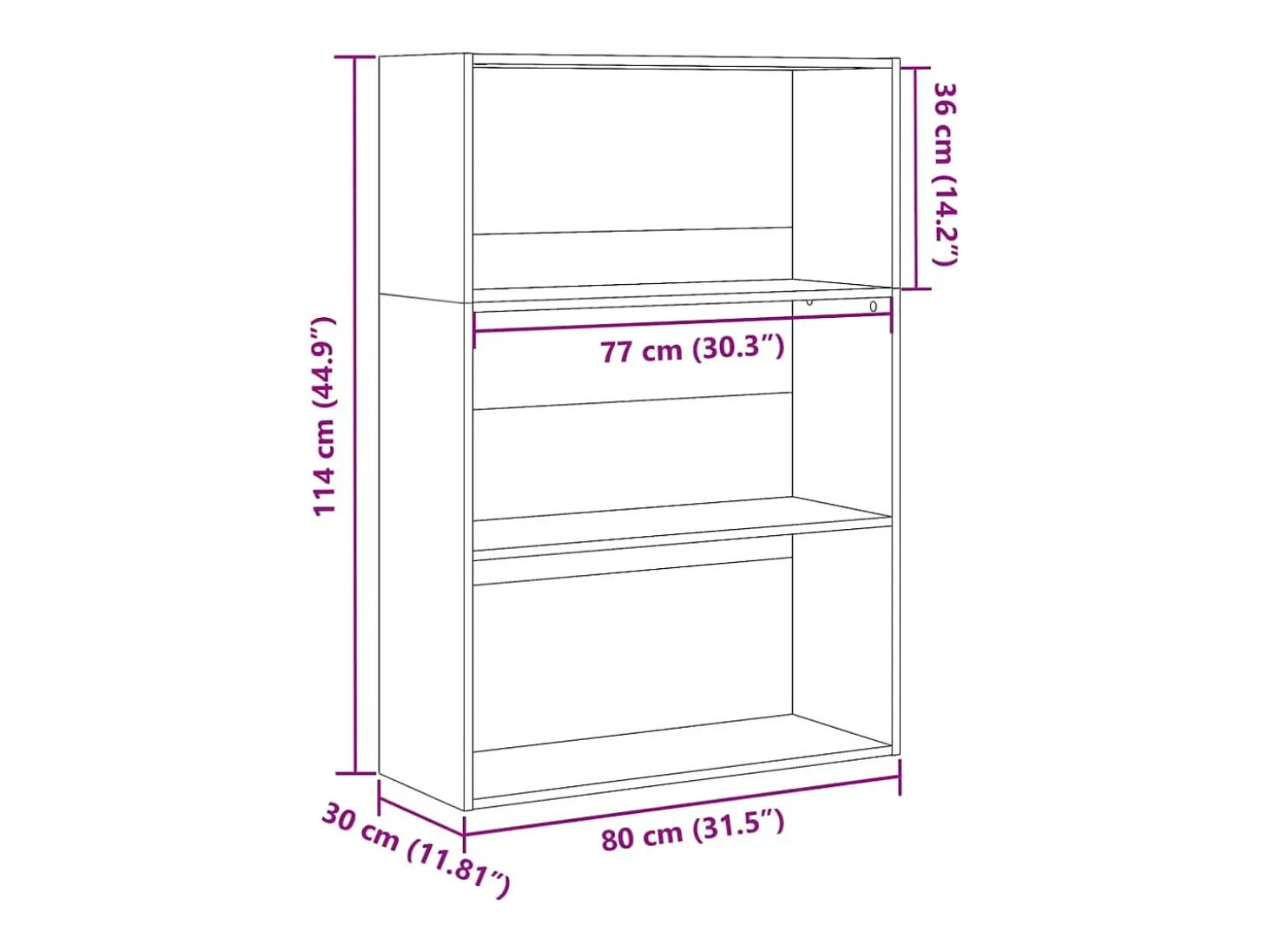 Estantería de madera de ingeniería blanca 80x30x114 cm