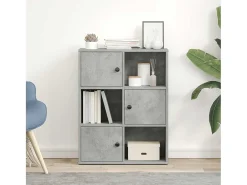 Estantería de madera de ingeniería gris hormigón 60x24x76,5 cm