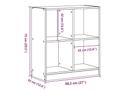 Estantería de madera de ingeniería roble ahumado 68,5x32x75 cm