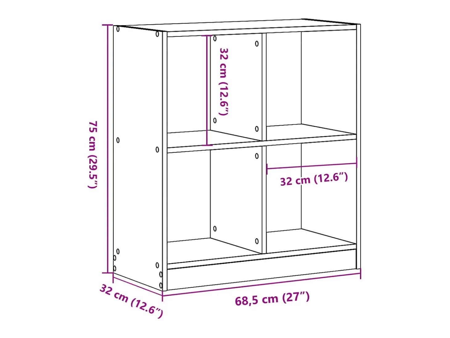 Estantería de madera de ingeniería roble ahumado 68,5x32x75 cm