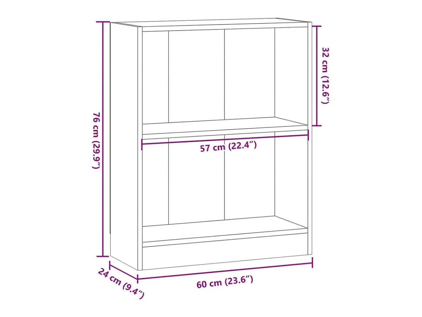 Estantería de madera de ingeniería roble artesano 60x24x76 cm