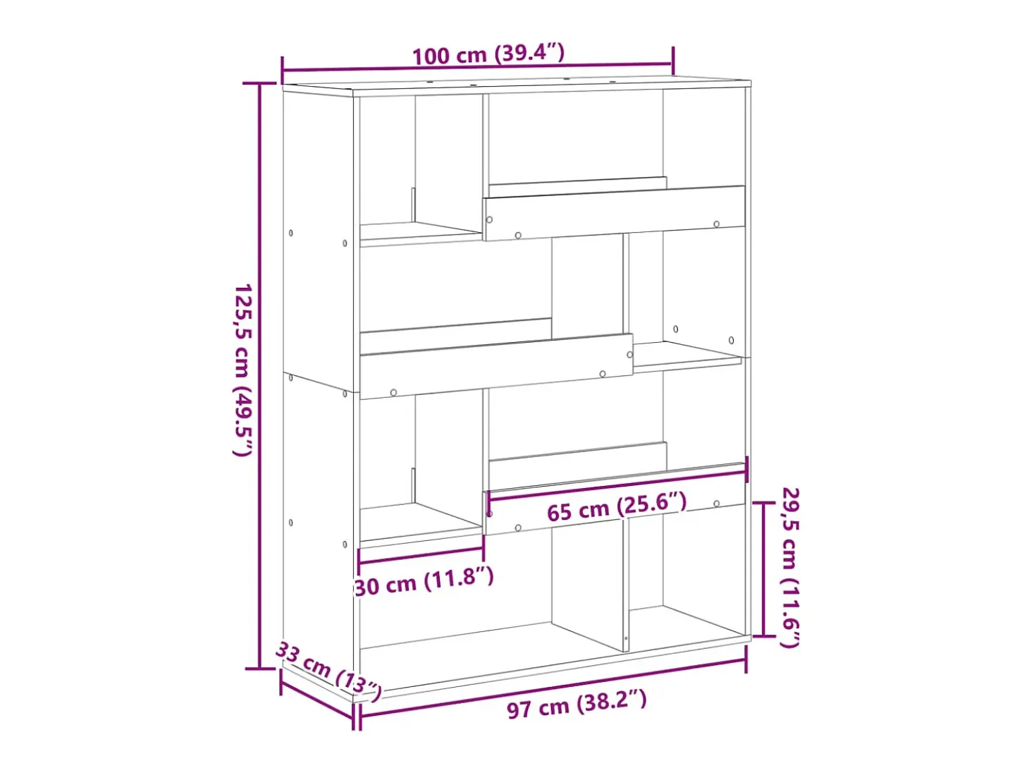Estantería de madera de ingeniería gris Sonoma 100x33x125,5 cm