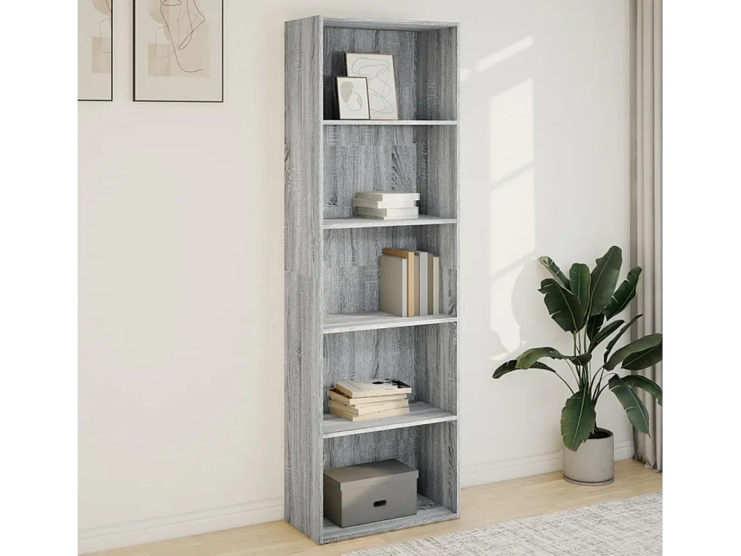 Estantería de madera de ingeniería gris Sonoma 60x30x189 cm