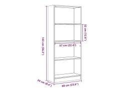 Estantería de madera de ingeniería blanca 60x24x143 cm