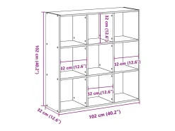 Estantería de madera de ingeniería gris hormigón 102x32x102 cm