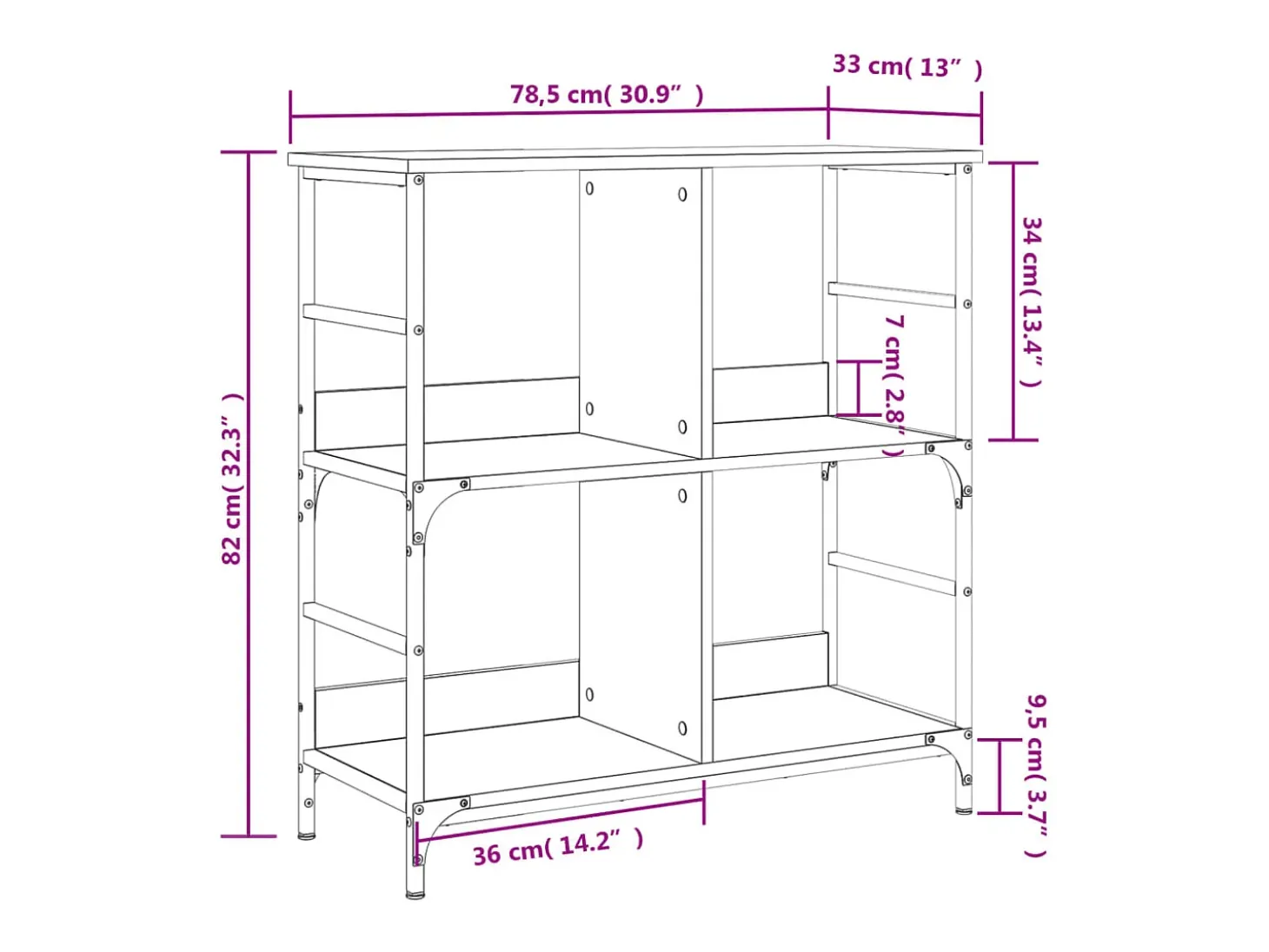 Estantería de madera de ingeniería gris Sonoma 78,5x33x82 cm