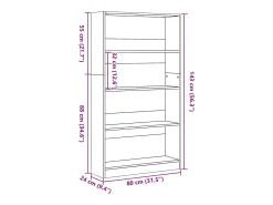 Estantería de madera de ingeniería marrón roble 80x24x143 cm