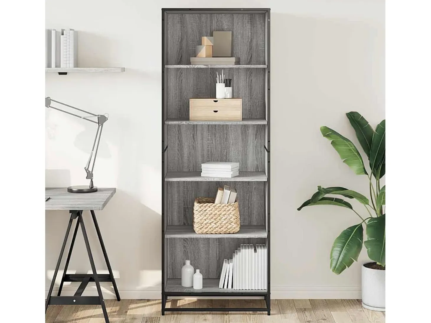 Estantería de madera de ingeniería gris Sonoma 60x35x170,5 cm