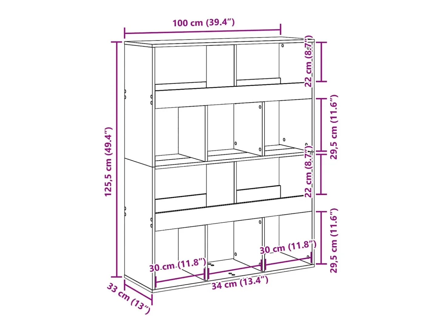Estantería de madera de ingeniería blanca 100x33x125,5 cm