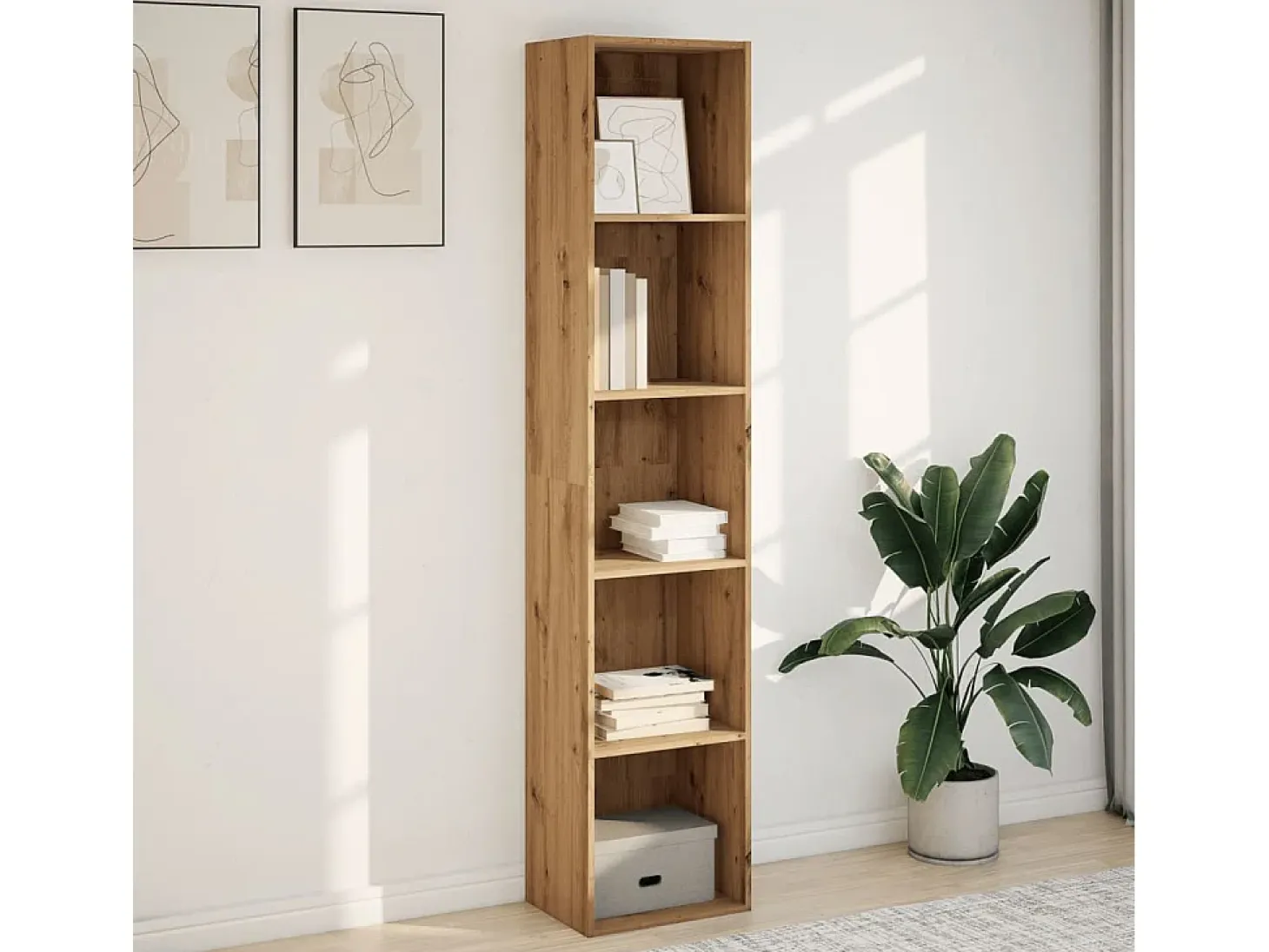 Estantería de madera de ingeniería roble artisian 40x30x189 cm