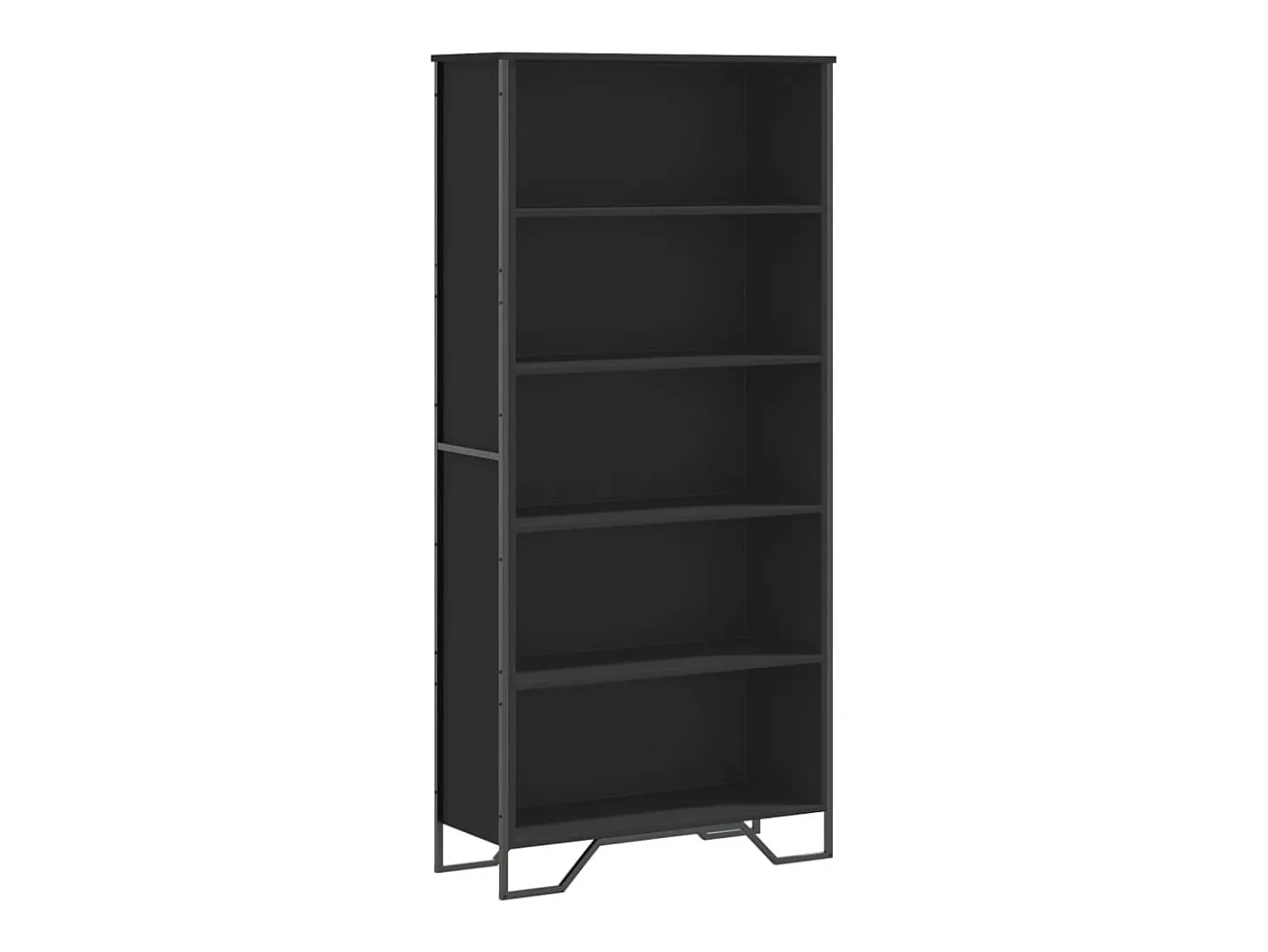 Estantería de madera de ingeniería negra 80x31x169 cm
