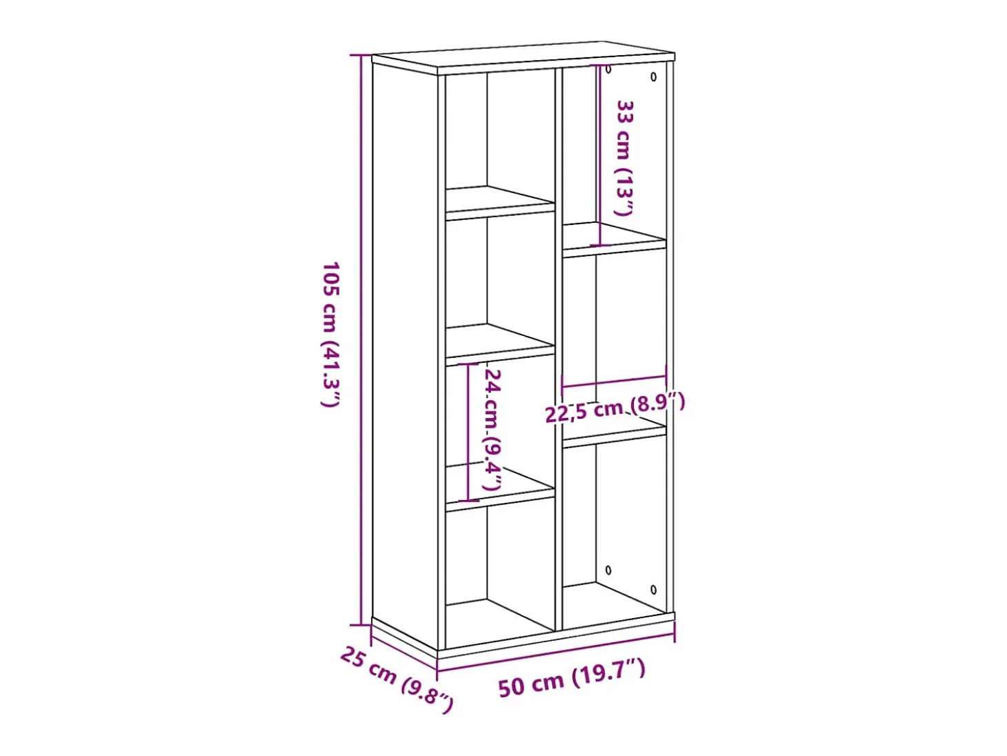 Estantería de madera de ingeniería roble ahumado 50x25x105 cm