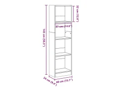 Estantería de madera de ingeniería gris Sonoma 40x24x143 cm
