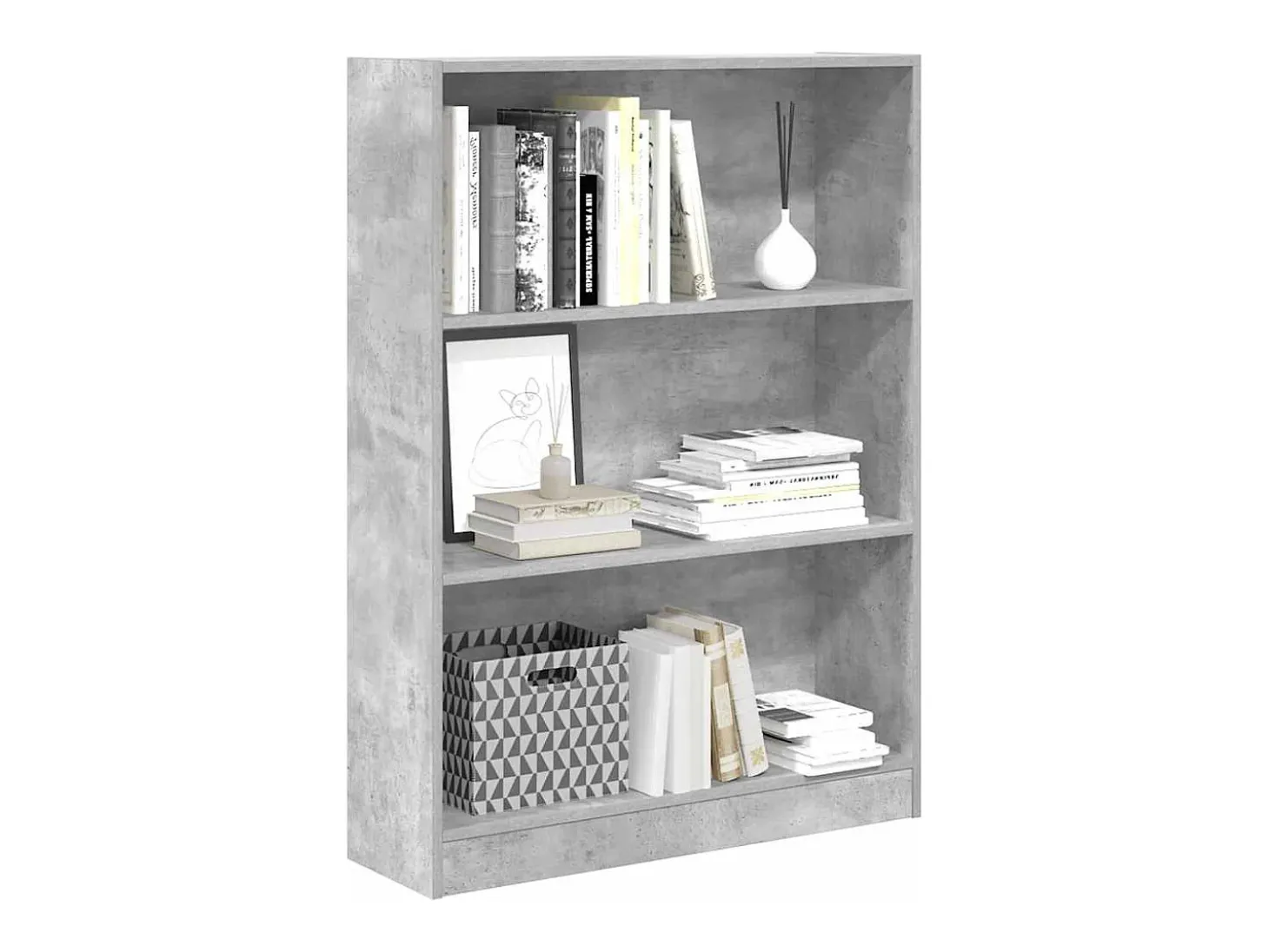 Estantería de madera de ingeniería gris hormigón 80x24x109 cm