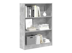 Estantería de madera de ingeniería gris hormigón 80x24x109 cm