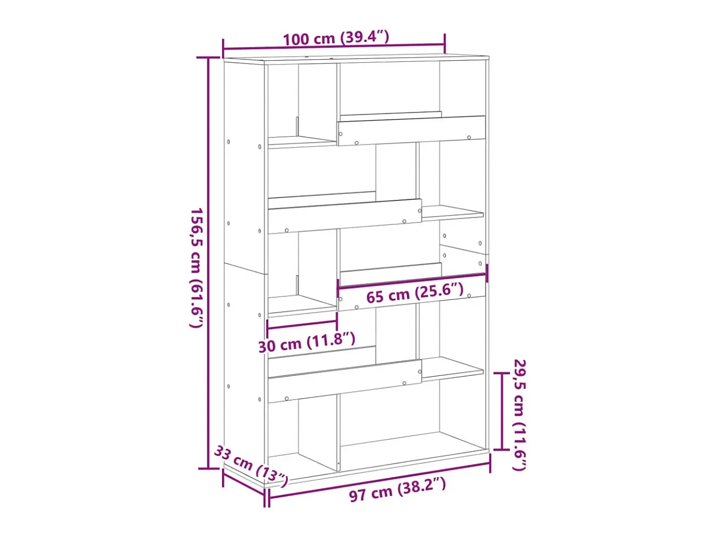 Estantería de madera de ingeniería negra 100x33x156,5 cm