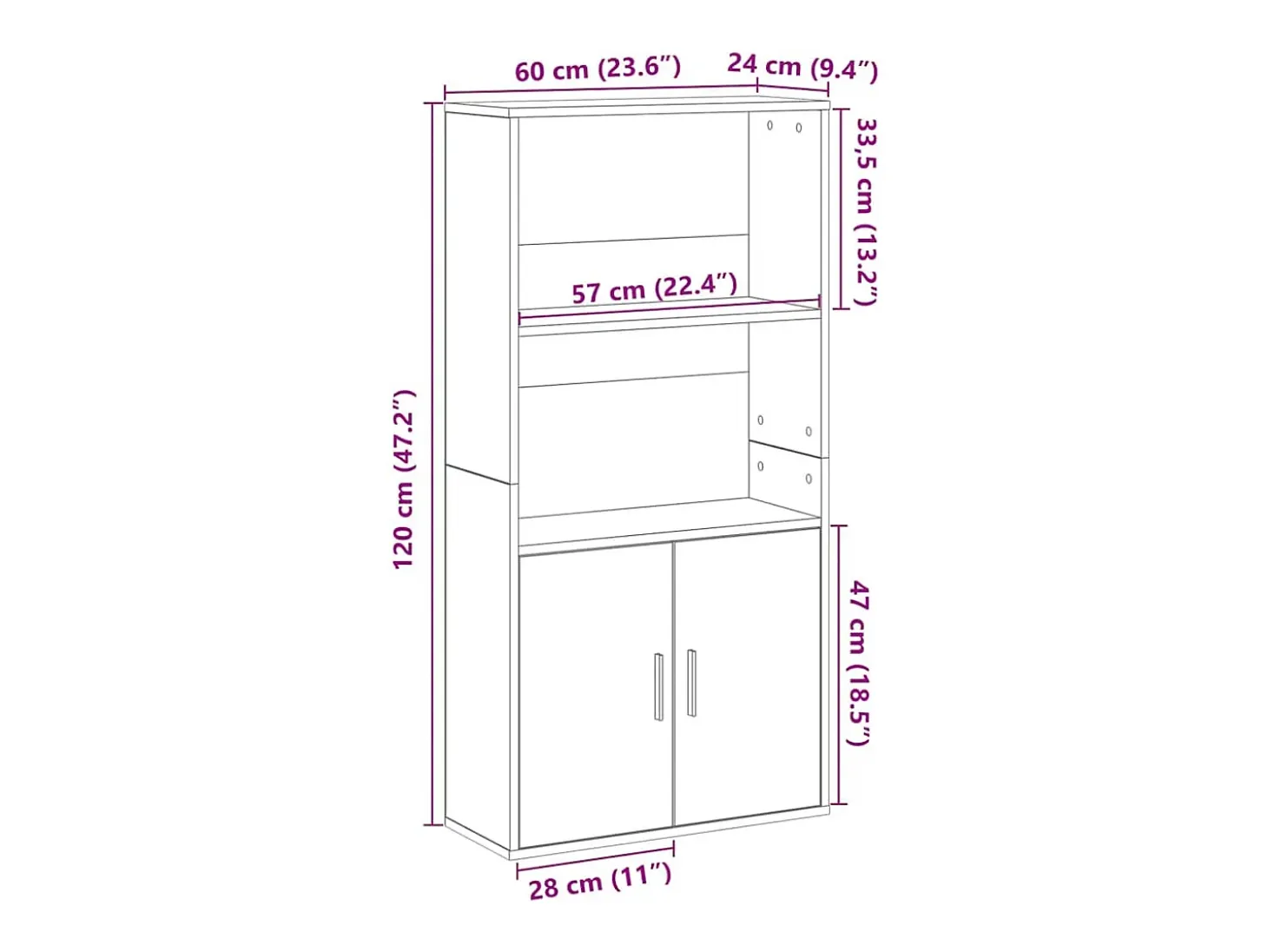Estantería de madera de ingeniería blanca 60x24x120 cm