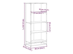 Estantería de madera de ingeniería marrón roble 60x35x139 cm