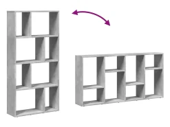 Estantería de madera de ingeniería gris hormigón 60x20x120 cm