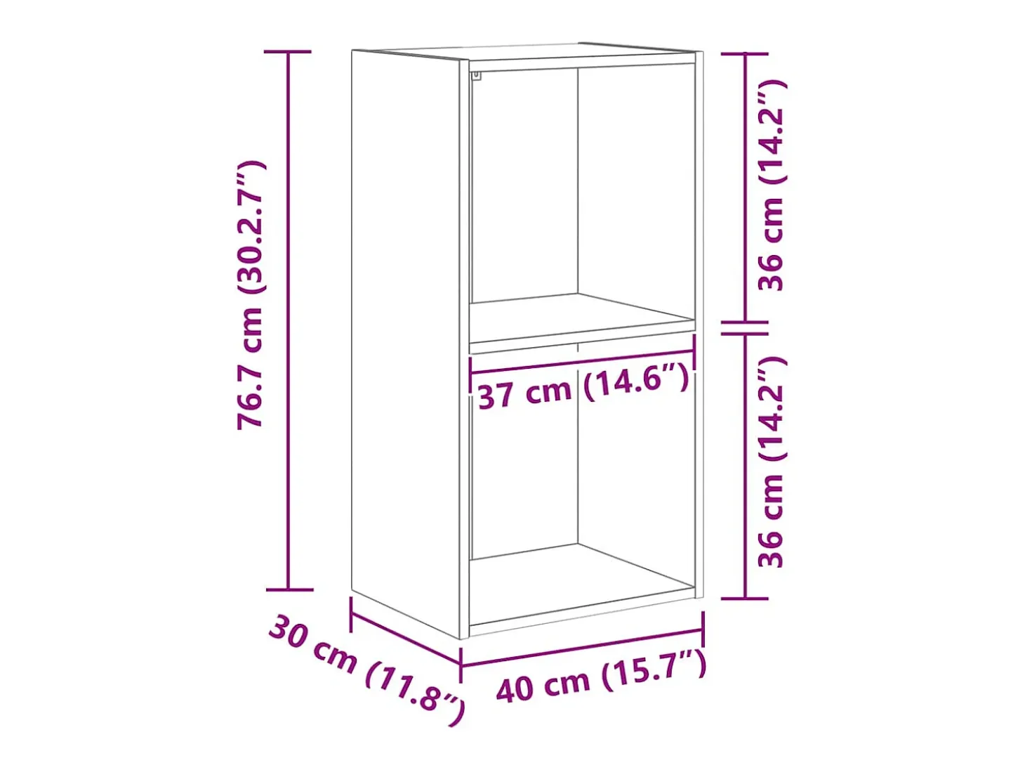 Estantería de madera de ingeniería roble artisian 40x30x77 cm
