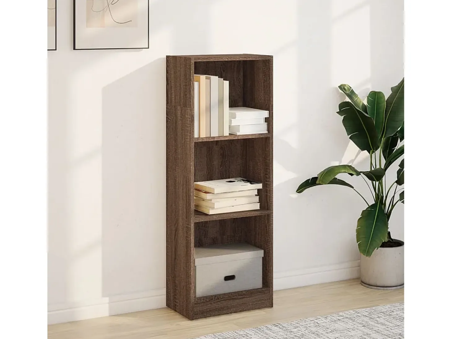 Estantería de madera de ingeniería marrón roble 40x24x109 cm
