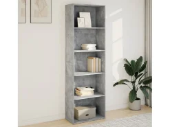 Estantería de madera de ingeniería gris hormigón 60x30x189 cm