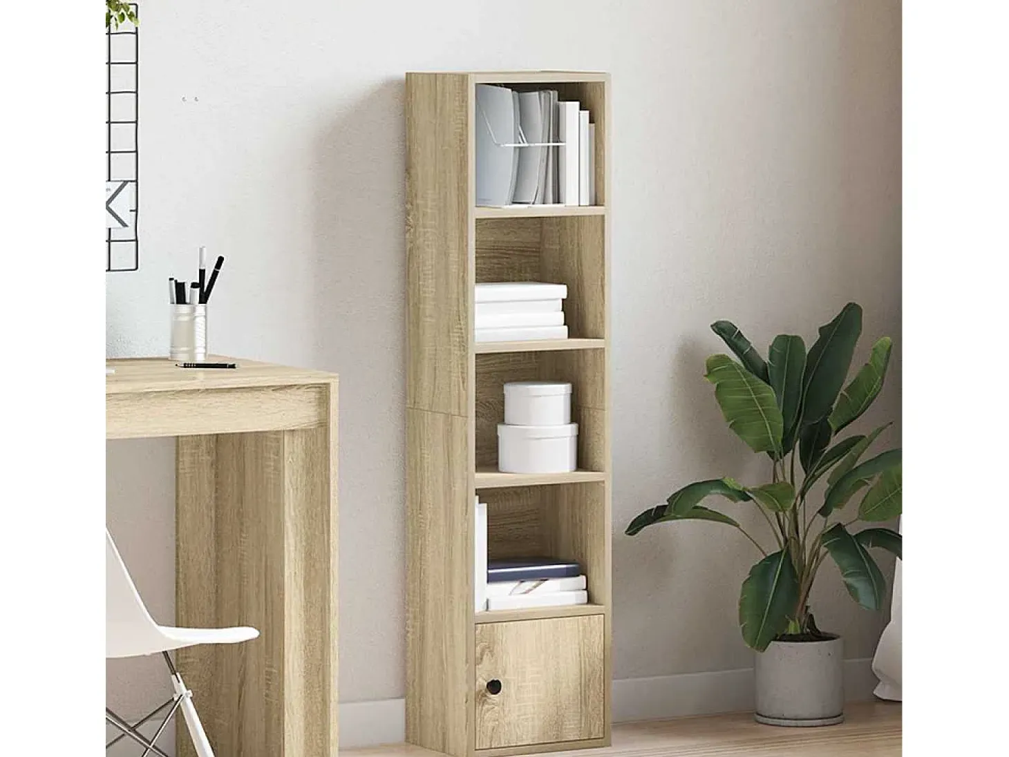 Estantería de madera de ingeniería roble sonoma 31x24x127 cm