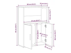 Estantería de madera de ingeniería gris sonoma 60x24x85 cm