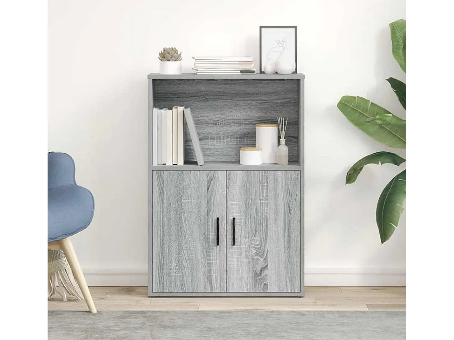 Estantería de madera de ingeniería gris sonoma 60x24x85 cm