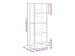Estantería de madera de ingeniería marrón roble 50x31x137,5 cm