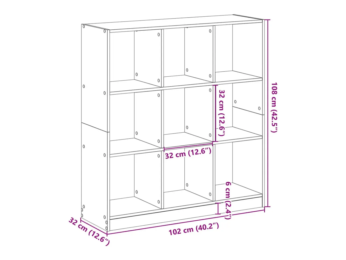 Estantería de madera de ingeniería roble Sonoma 102x32x108 cm