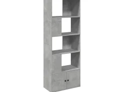 Estantería de madera de ingeniería gris hormigón 70x36x189 cm