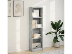 Estantería de madera de ingeniería gris hormigón 40x24x143 cm