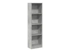 Estantería de madera de ingeniería gris hormigón 40x24x143 cm