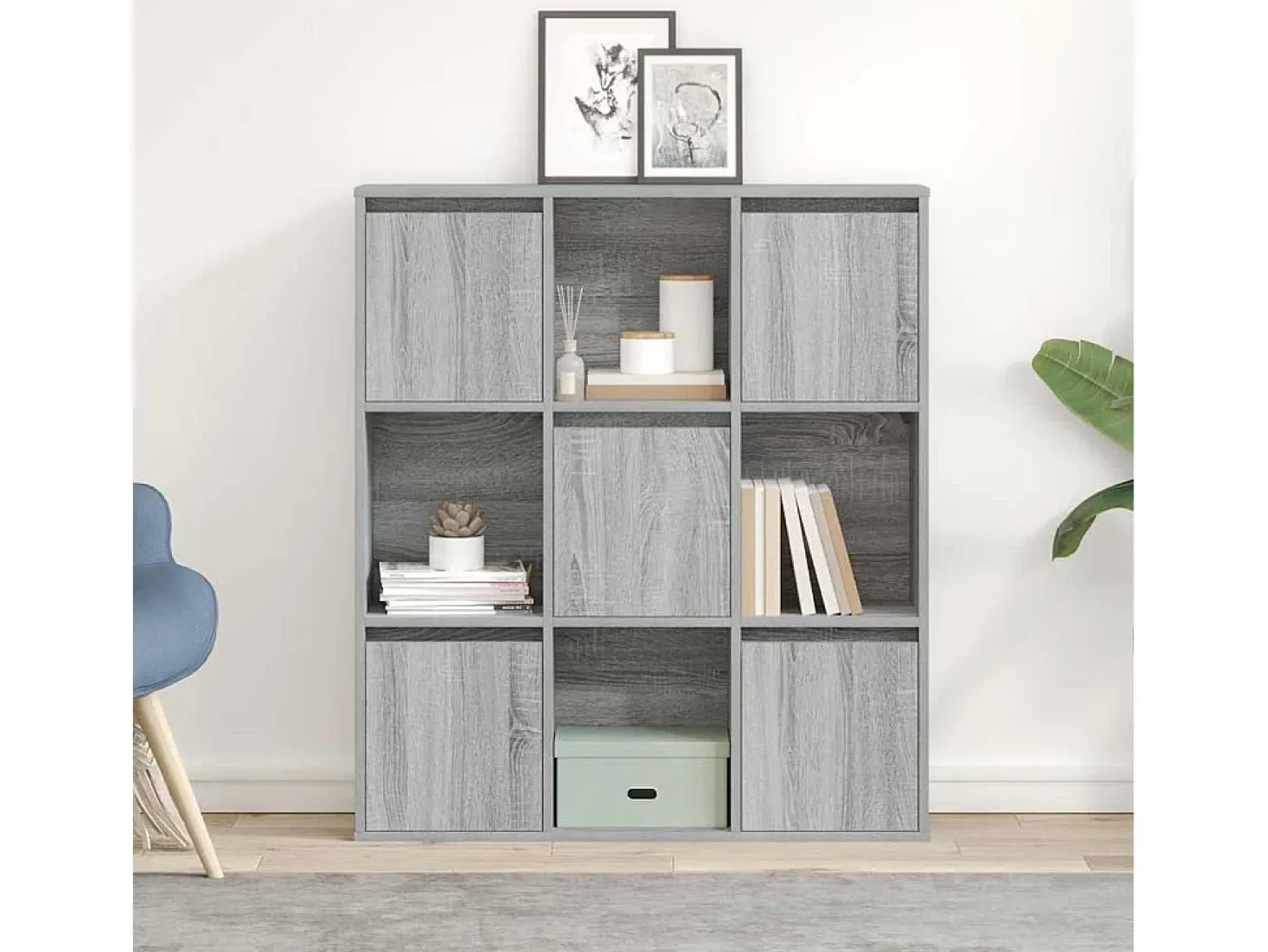 Estantería de madera de ingeniería gris sonoma 89x24x101,5 cm
