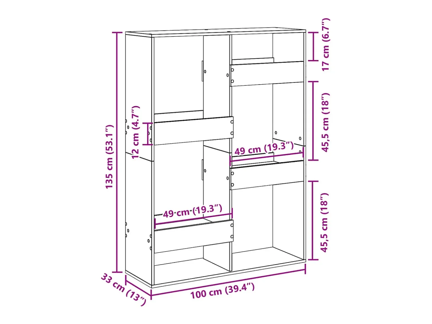 Estantería de madera de ingeniería roble Sonoma 100x33x135 cm