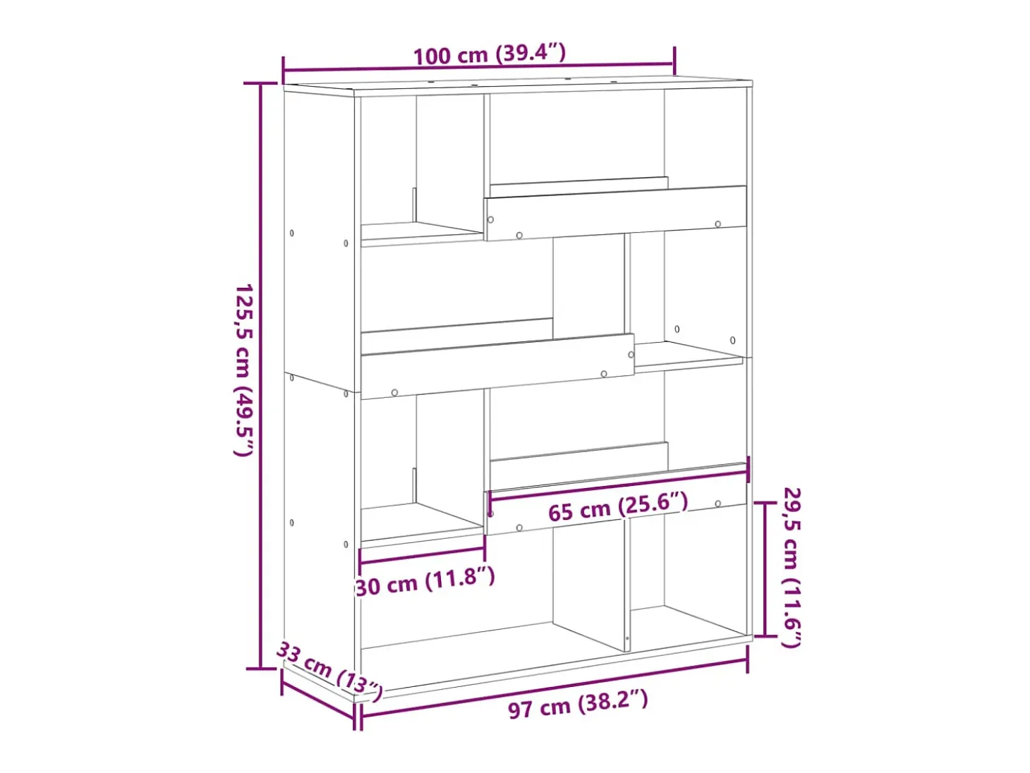 Estantería de madera de ingeniería negra 100x33x125,5 cm