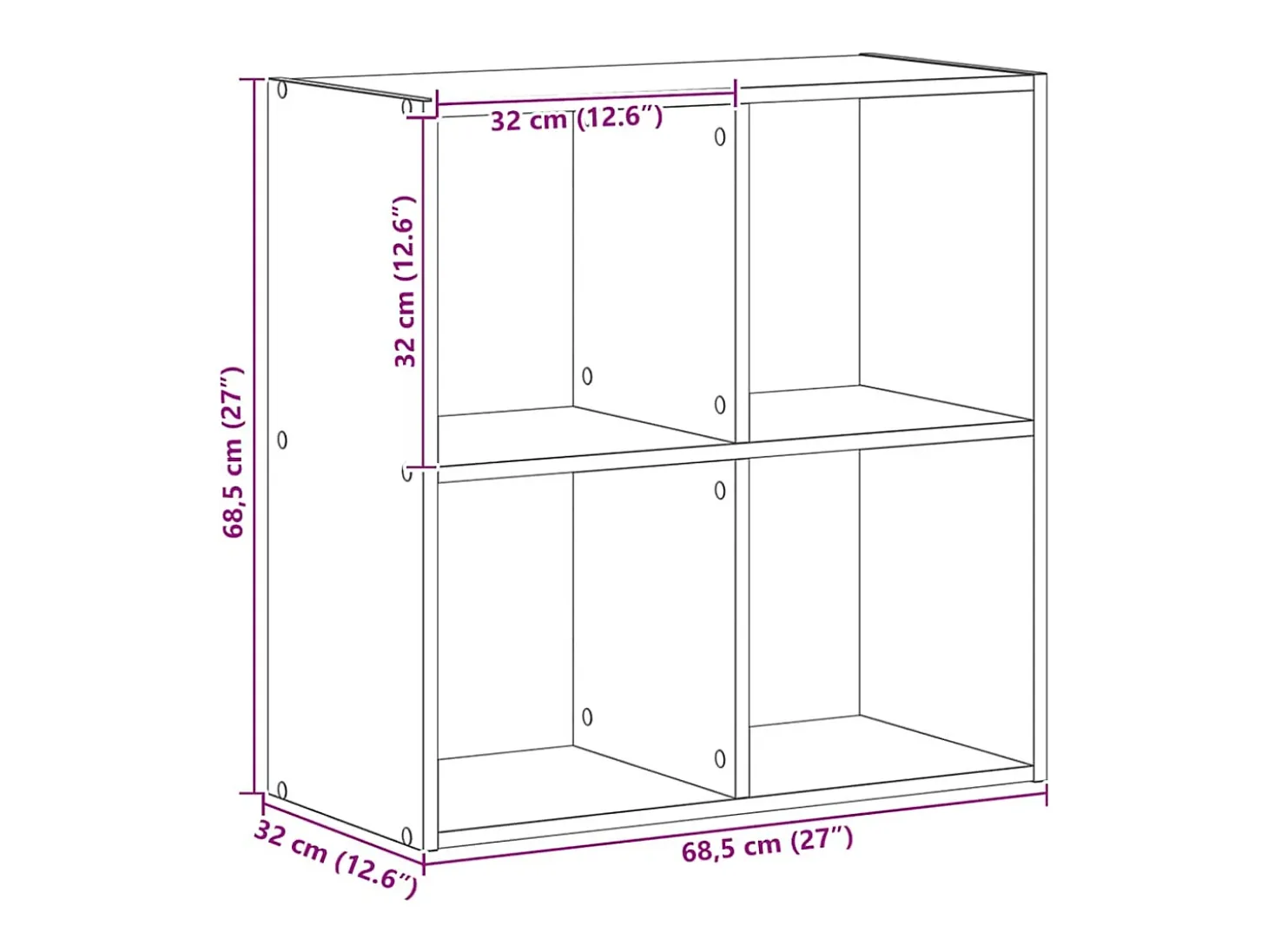 Estantería de madera ingeniería roble artisian 68,5x32x68,5 cm