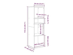 Estantería de madera ingeniería roble artisan 34x31x112 cm